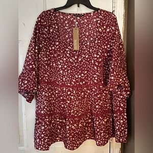 BloomChic Burgundy Floral Dress size 14/16 women flowy